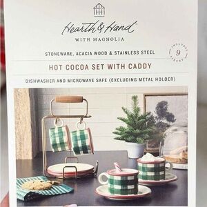 Hearth and Hand hot cocoa mug set with caddy new in box